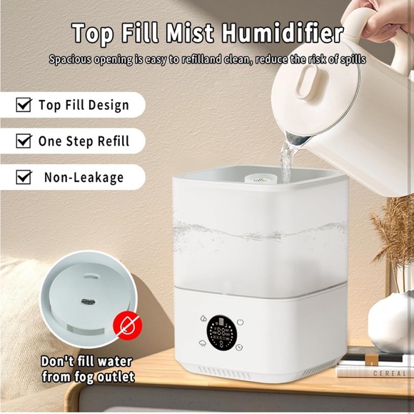 4L Top Fill Quiet Cool Mist Air Humidifier w LED Lights & Auto Shut-Off - Picture 2 of 9